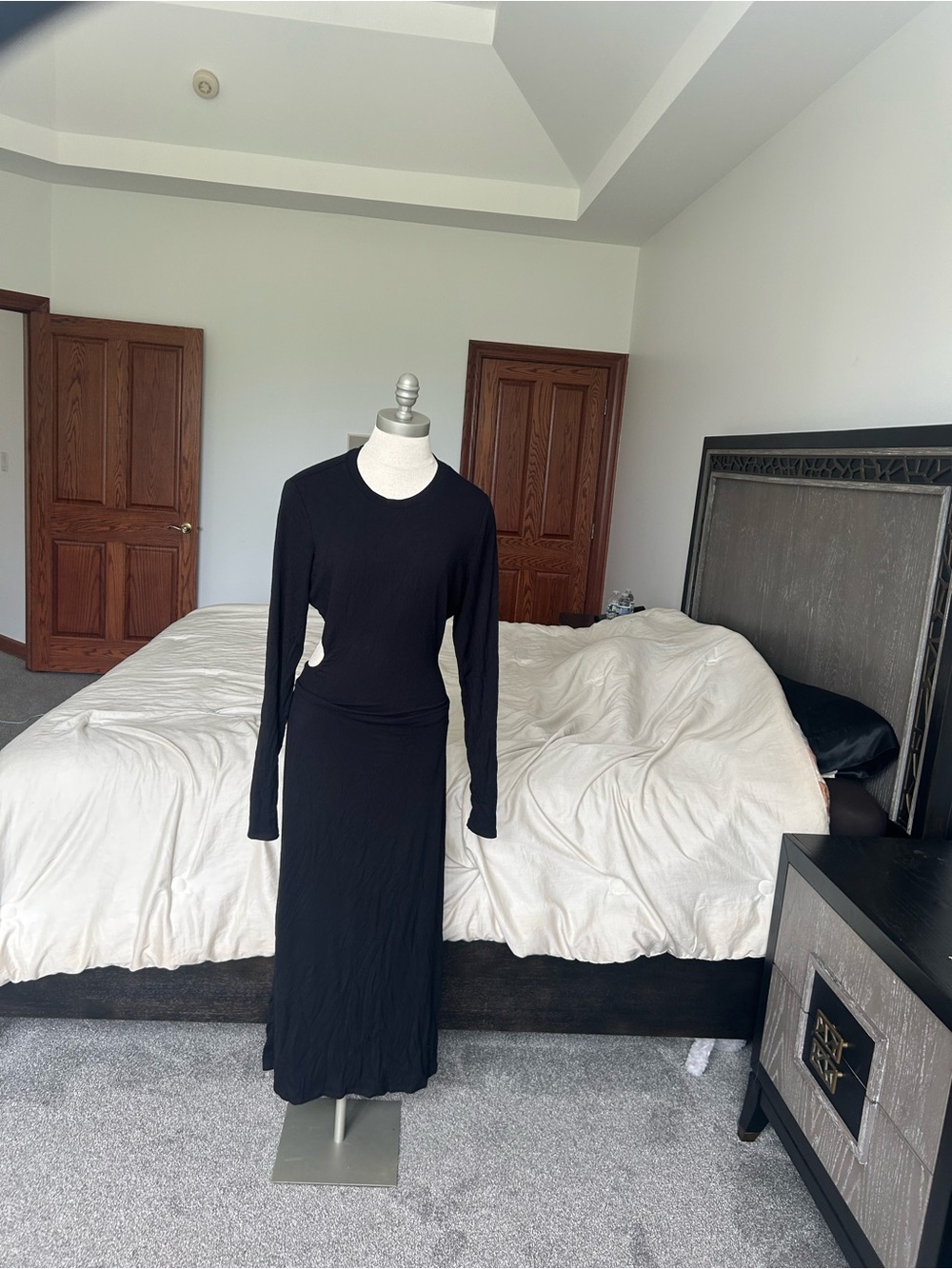 AFRM Black Long-Sleeve Maxi Dress
